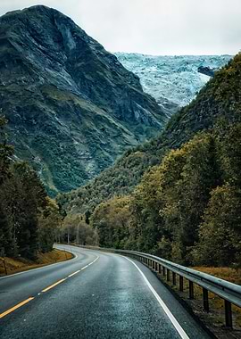 Mountain Road with Glacier