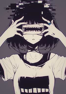 Anime Girl with Glitch Effect