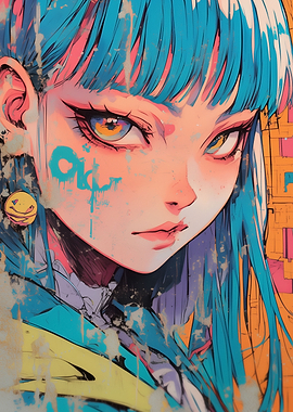 Anime Girl with Blue Hair