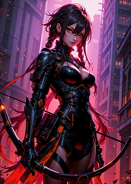 Cyberpunk Archer Girl