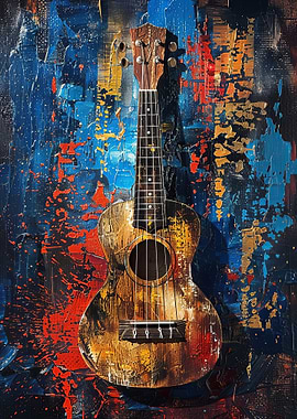 Ukulele on Abstract Background