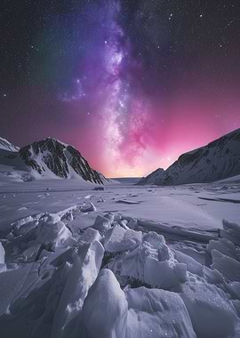 Milky Way Over Snowy Mountains