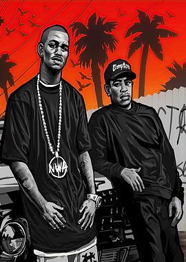 N.W.A. Hip Hop Illustration