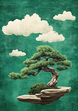 Bonsai Tree with Clouds