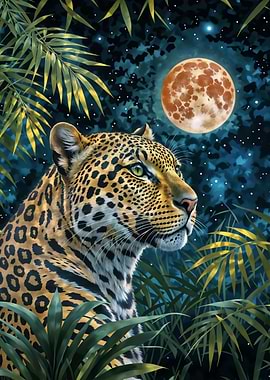 Leopard Under the Moon