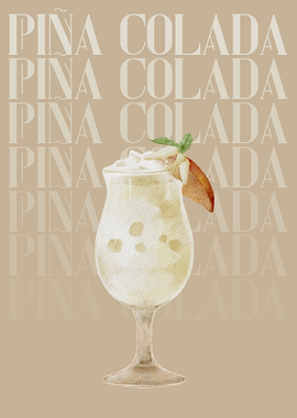 Pina Colada Cocktail Illustration
