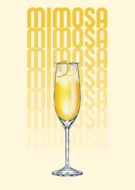 Mimosa Cocktail Illustration