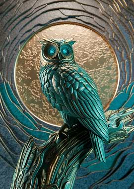Teal Owl Sculpture
