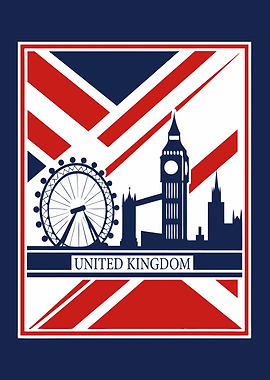 London Skyline with Union Jack