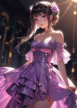 Anime Girl in Purple Dress