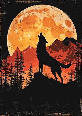 Wolf Howling at the Moon