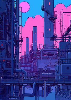 Cyberpunk Industrial Landscape