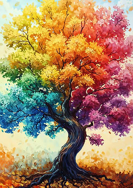 Rainbow Tree Painting