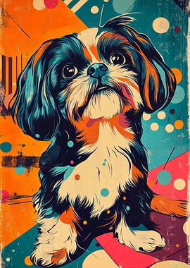 Shih Tzu Pop Art | Playful Shih Tzu in Retro Colors