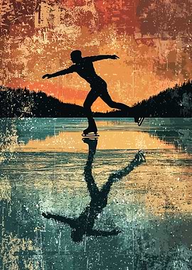 Ice Skating Silhouette