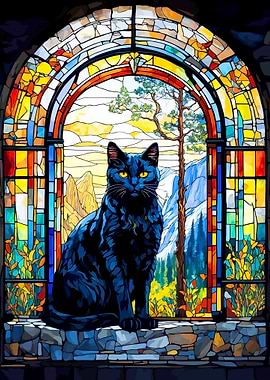 Stained Glass Cat