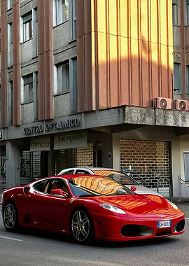 Red Ferrari in City