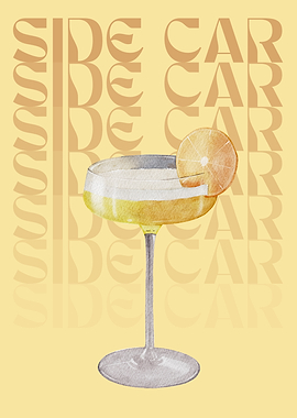 Sidecar Cocktail Illustration
