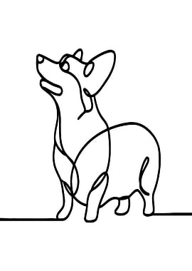 One Line Corgi Art