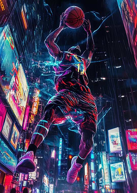 Basketball Player in Neon City