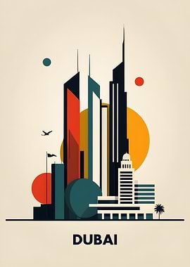Dubai Skyline Art Print