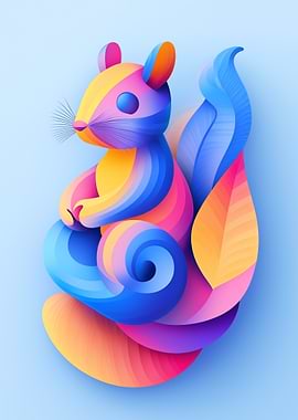 Abstract Colorful Squirrel