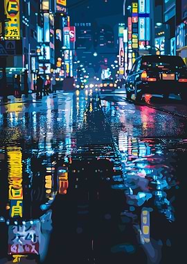 Cyberpunk City Neon Japan