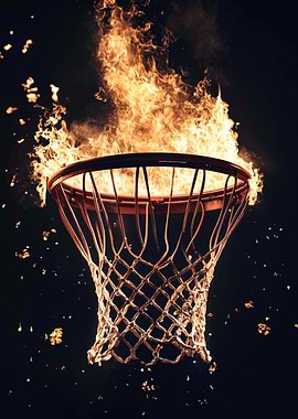 Flaming Basketball Hoop