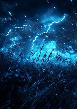 Lightning Storm Over Field