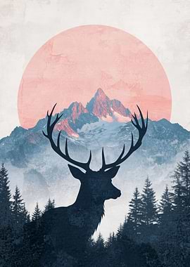 Mountain Deer Silhouette