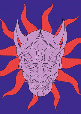 Light Purple Oni Mask with Sun