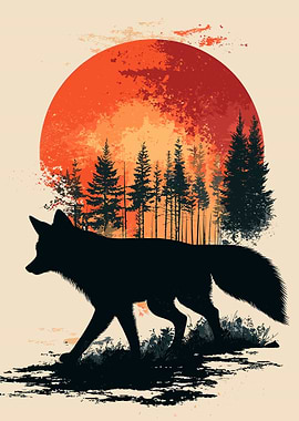 Fox Silhouette Sunset
