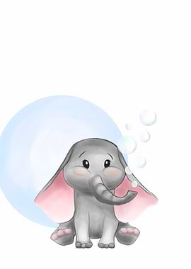 Cute Elephant with Bubbles