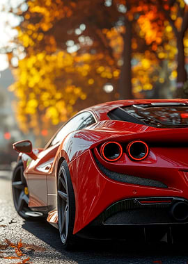 Red Ferrari in Autumn