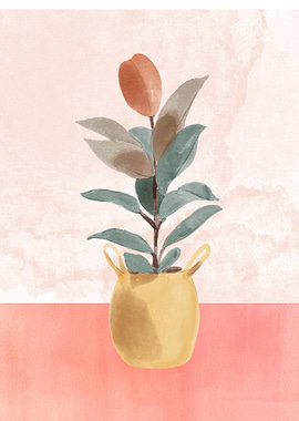 Watercolor Plant in Pot