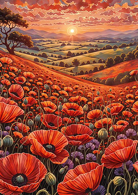 Poppy Field Sunset