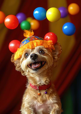Dog in Clown Hat
