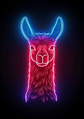 Neon Llama Portrait