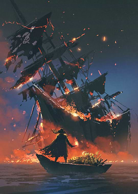Burning Pirate Ship