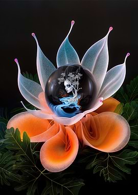 Ethereal Blossom: Glass Orb Flower Arrangement