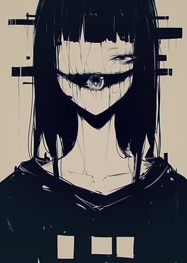 Anime Girl with Eye Over Mouth