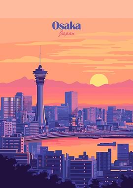 Osaka Skyline Sunset