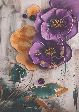 Purple Flowers Abstract Art