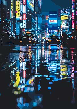 Cyberpunk City Neon Japan