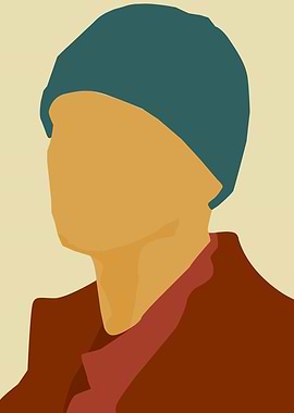 Abstract Portrait in Teal and Brown