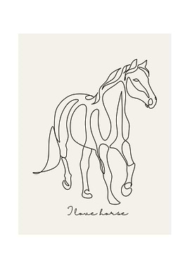 Horse Line Art Print