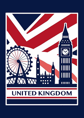 London Skyline with Union Jack