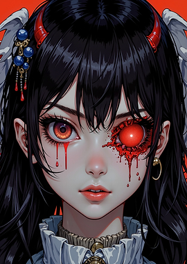 Anime Girl with Red Eye