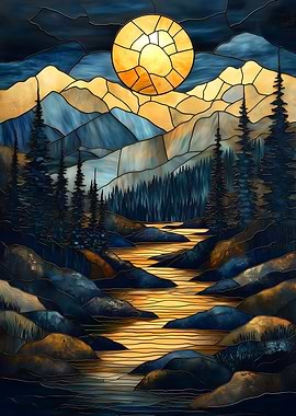 Stained Glass Mountain River