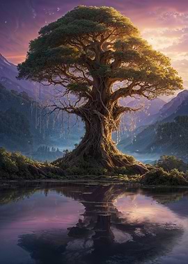 Ancient Tree by the Lake